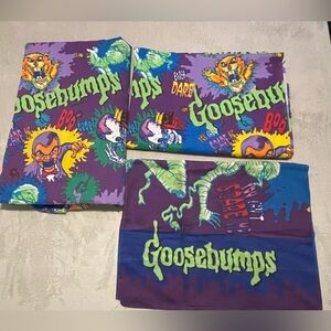 Goosebumps Purple Twin Size Flat Fitted & 1 Pillow Case Sheets Set Vintage 1990